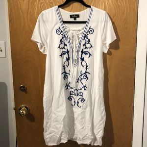 Lulu’s white lace up shift dress